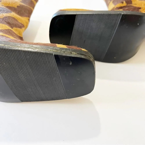 Vintage Giraffe Print Square Toe Boots Size 40 EU Hair on Hide Timeless Brazil - Picture 3 of 12